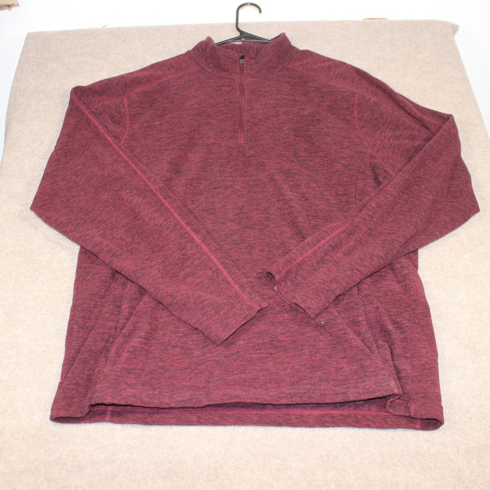 BCG Mens XL Quarter Zip Pullover Burgundy Maroon Heathered Fleece Long Sleeve